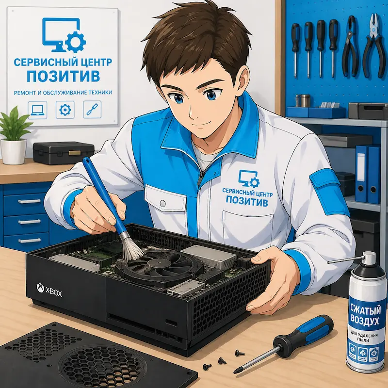 Чистка игровой приставки от пыли и замена термопасты в Сочи